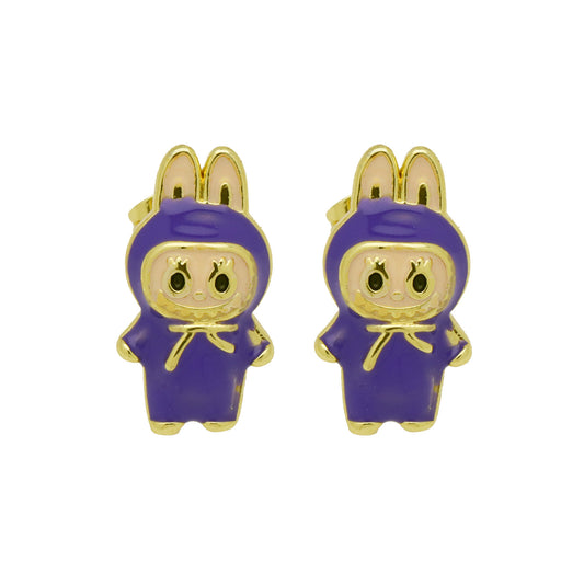 Drip oil colored cute cartoon character personality simple and versatile ear studs earrings