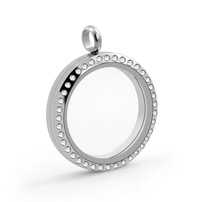 20mm/25mm/30mm Glass Floating Lockets Pendant Stainless Steel Magnetic Twist Closure Jewelry