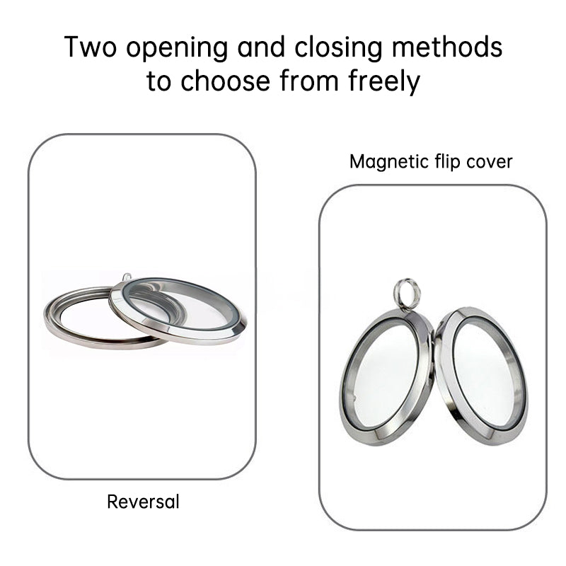 20mm/25mm/30mm Glass Floating Lockets Pendant Stainless Steel Magnetic Twist Closure Jewelry